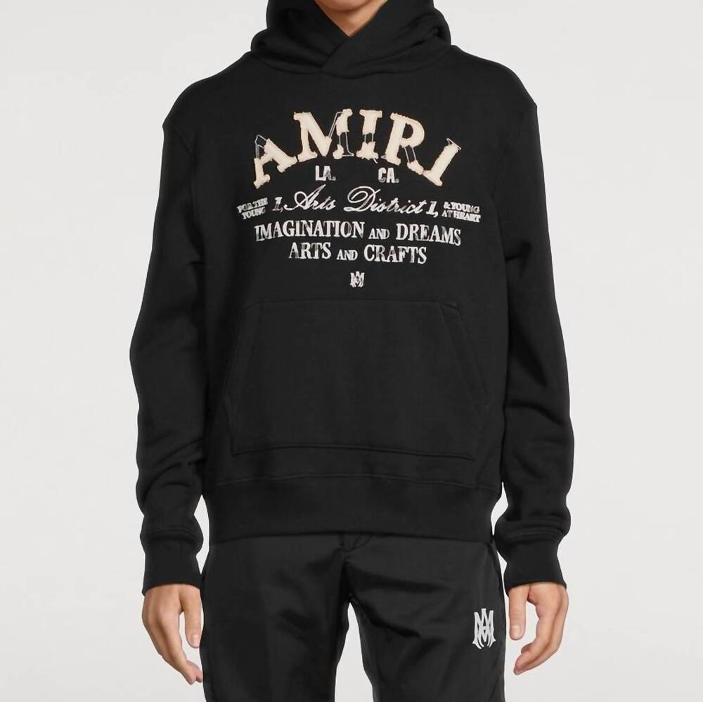 NEW AMIRI arts district distressed hoodie in black